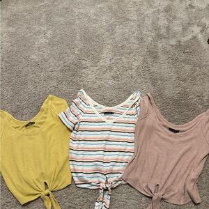 Abercrombie & Fitch Yellow, Striped, and Pink Crop Tops